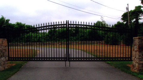 Wrought iron estate gates, custom iron security gates, ornamental iron entry gates, driveway entry gates, MA, RI