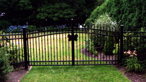 Custom iron security gates, ornamental wrought iron entry gates, iron estate gates, driveway entry gates, MA, RI