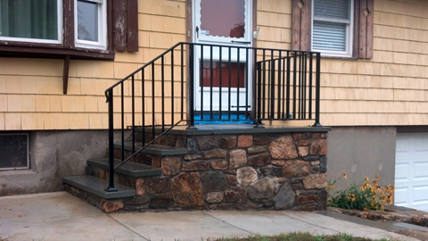 Wrought iron railings, MA, RI, custom ornamental exterior ironwork, custom iron staircases, balconies, outdoor railings