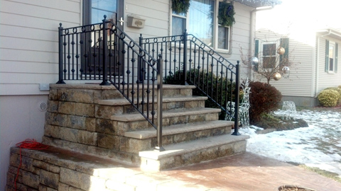Custom wrought iron hand railings, MA, RI, ornamental exterior ironwork, custom iron balconies, outdoor rails Custom wrought iron hand railings, MA, RI, ornamental exterior ironwork, custom iron balconies, outdoor rails