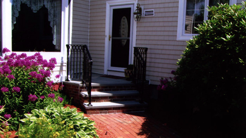 Ornamental wrought iron railings, MA, RI, custom  exterior ironwork, custom iron balconies, outdoor staircases, hand rails